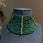 Green Glimmering Polki Waterfall Choker